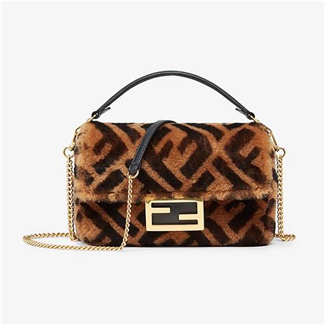 fendi leather baguette mini bag|mini baguette brown fabric bag.